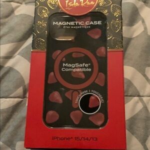 Isla Rae Black and Red strawberry design Magnetic Phone Case  iPhone 13,14,15